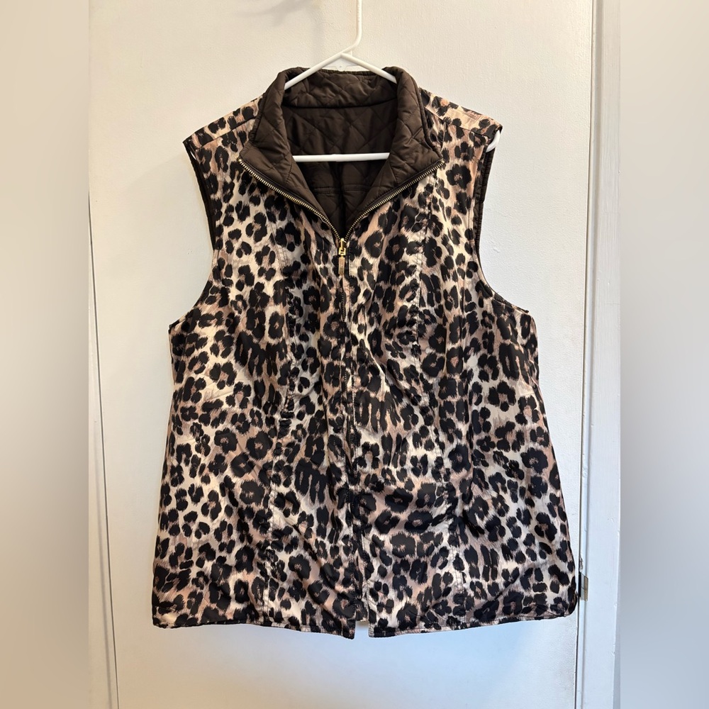 Leopard Print Quilted Vest